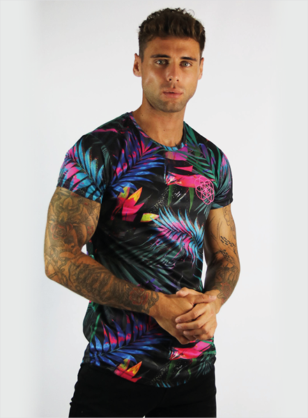 TROPICAL FLORAL TEE - BLACK