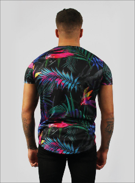 TROPICAL FLORAL TEE - BLACK